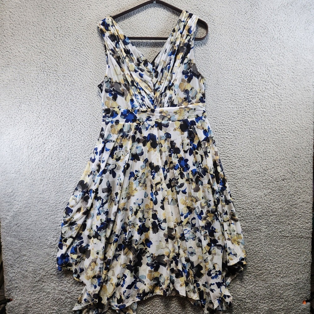 Simply Vera Vera Wang Dress Womens Size L Floral Print V Neck Cottagecore Boho